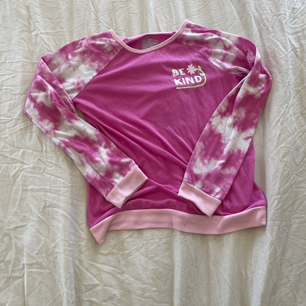 Pink Pajama Top with Tye Die Sleeves